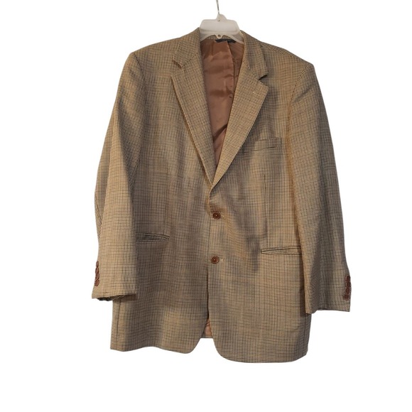 Brooks Brothers Suit Jacket Mens Brown 43 Wool Houndstooth‎ Lined Inner Pocket - Picture 1 of 16